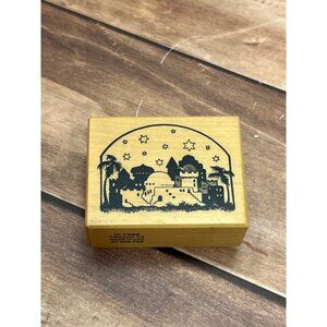 VERY RARE 1995 PSX D-1498 Bethlehem Religious Christmas WOOD MOUNTED RUBBER STAM